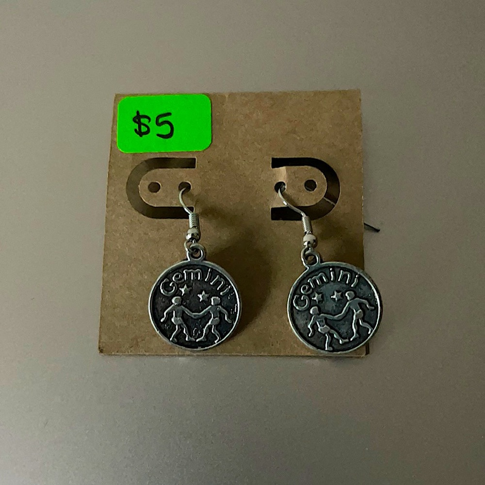Silver-gray Gemini earrings